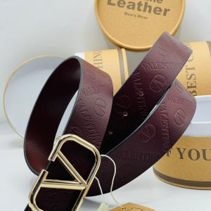 Wine Leather Belt with Metal Head