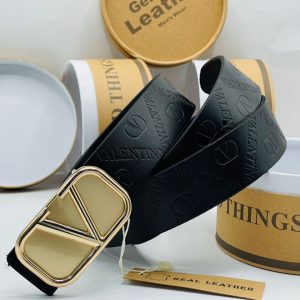 Black Leather Belt with Metal Head