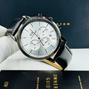 Daniel Wellington 3-Dial Chronograph Leather Watch