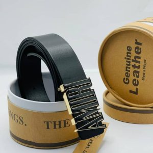 Black Leather Belt with Metal Head
