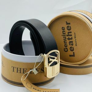Black Leather Belt with Metal Head