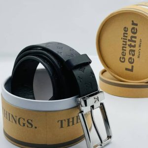 Black Leather Buckle Belt with Metal Head