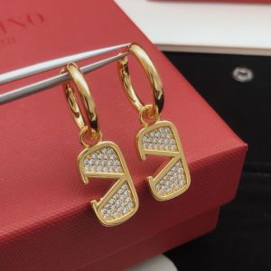 Valentino V Gold Studded Hoop Earrings