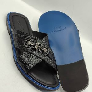 John Richmond Double Strap Leather Slippers