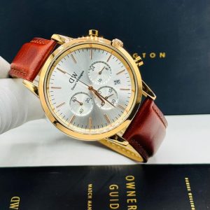 Daniel Wellington 3-Dial Chronograph Leather Watch