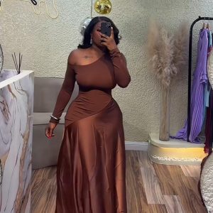 SHEIN LuxeFlow Long Sleeve Maxi Dress
