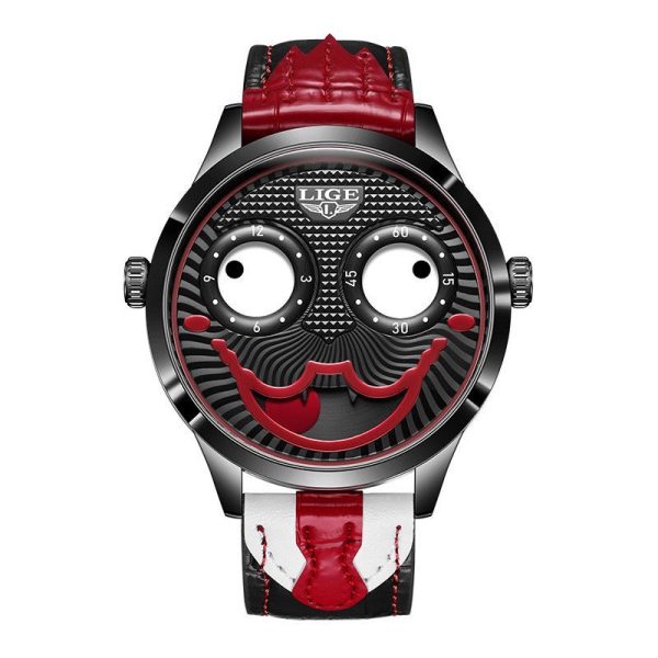 Lige Harlequin Dual-Dial Leather Watch