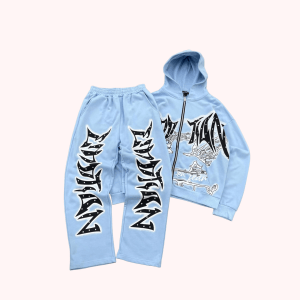 Mixed Emotion Blue Graffiti Hoodie and Jogger Set