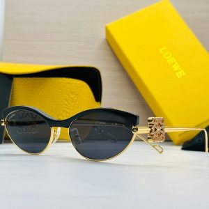 LOEWE Sculpted Gold-Detail Cat-Eye Sunglasses