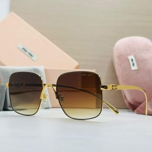 Miu Miu Gold Square Gradient Sunglasses
