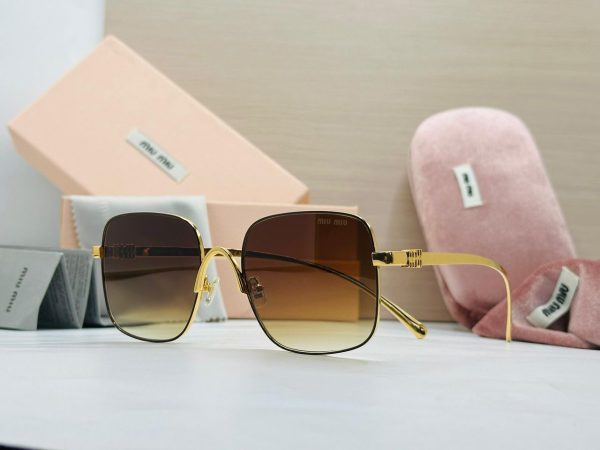 Miu Miu Gold Square Gradient Sunglasses