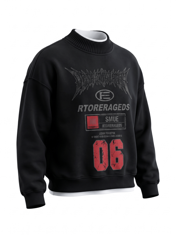 Rageds 06 Heavyweight Mock Neck Sweatshirt - Jet Black